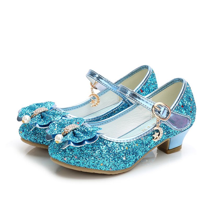 Dress Shoes Girls' High Heels Princess Shoes New Spring Autumn Children's Shoes Performance Shoes Girl's Crystal Shoesblue