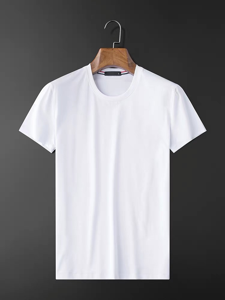 Buy one get one free！New upgrade! Collar upgrade! It's even thicker! More beautiful！Light luxury class! Milk mercerized cotton short sleeve T-shirt men's solid color round neck slim base shirt men's half sleeve soft thin
