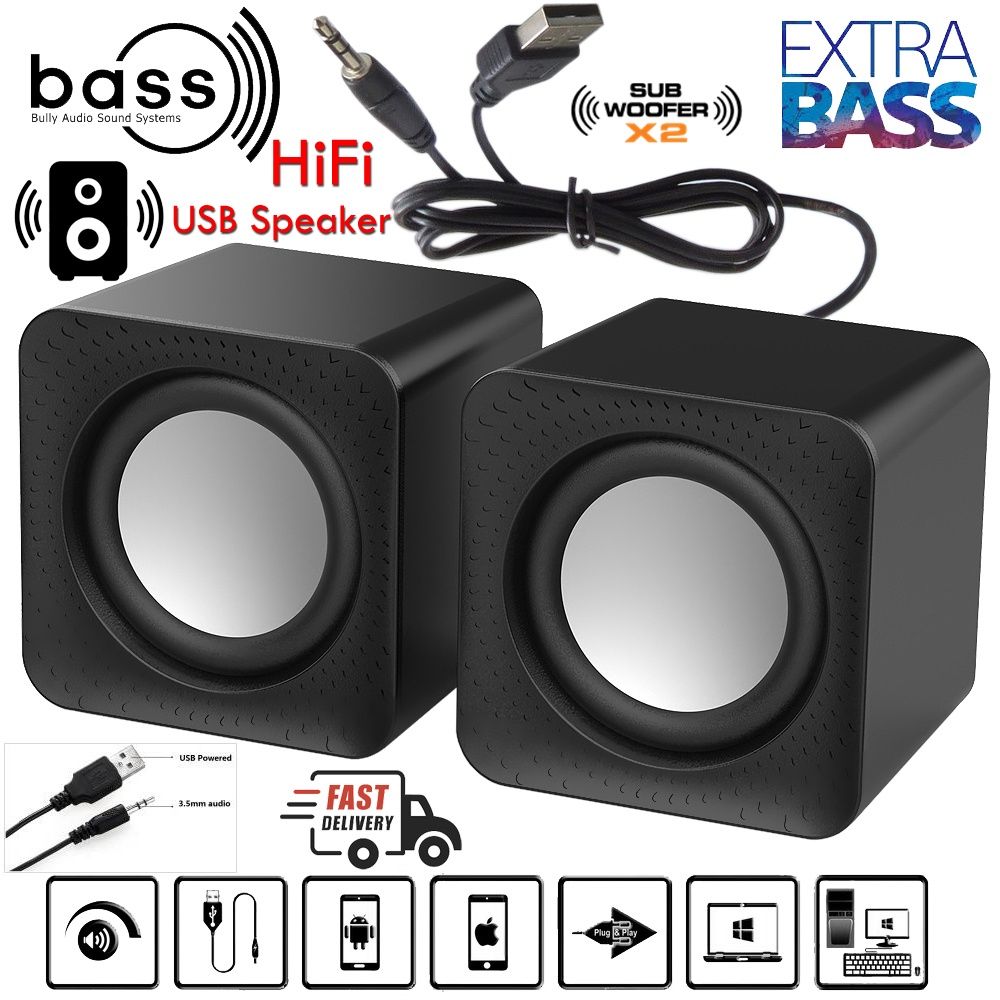 【BASS】Speaker Computer Speaker with Volume Control Wired USB Speaker 9D Stereo Speaker Gaming Speaker HiFi Subwoofer Speaker