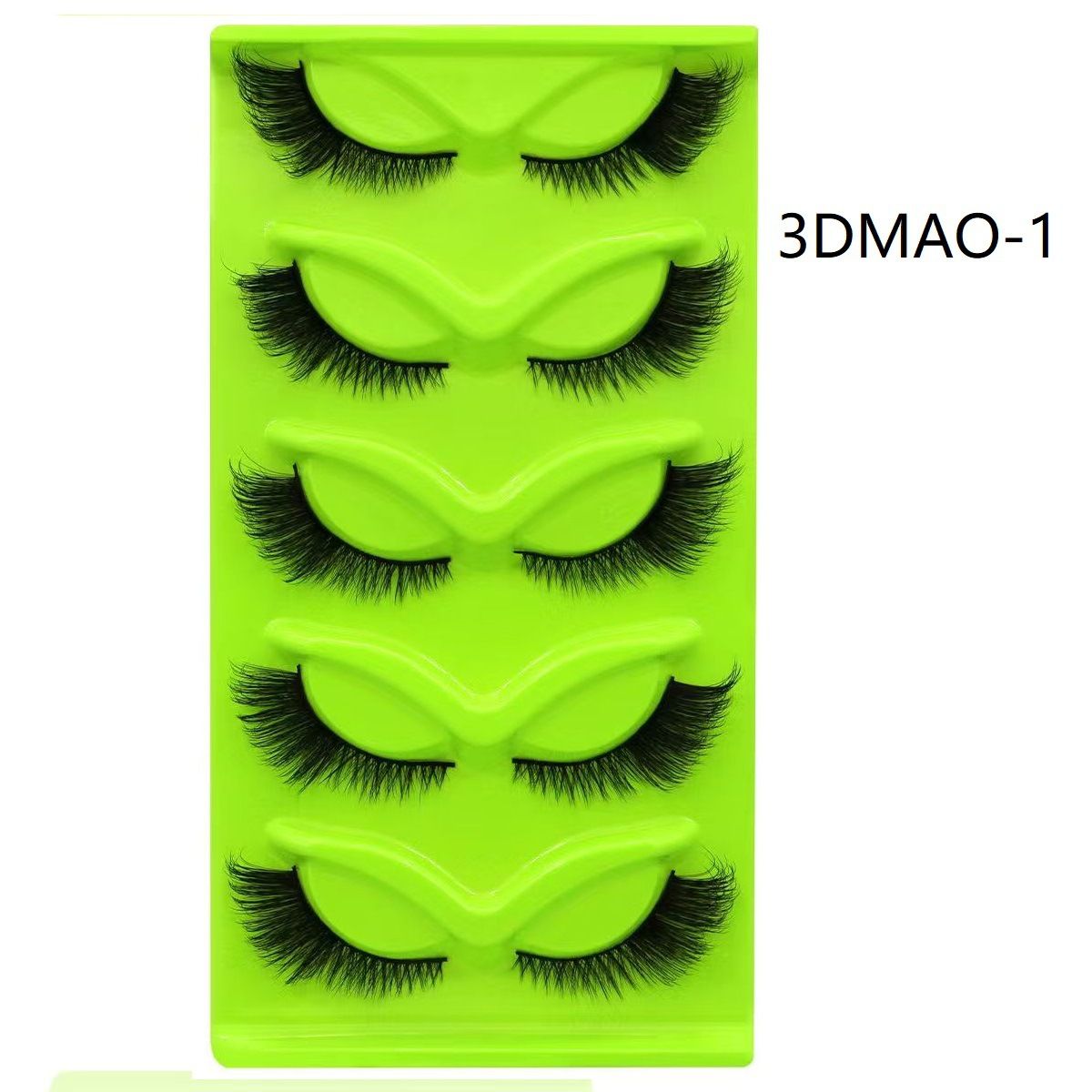 AUNONT Europe and the United States oblique fly 5 pairs of green fox eyes cat eye false eyelashes thick curling simulation fox system eyelashes01