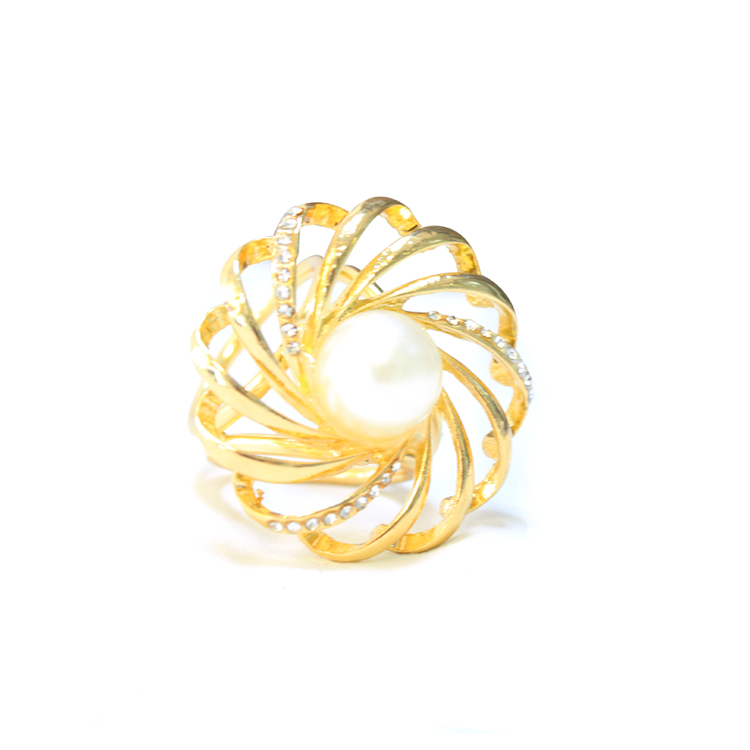 Womens Gold Plated Vintage Faux Pearl Twisted Knot Pin Brooch Jewelry Accessories
