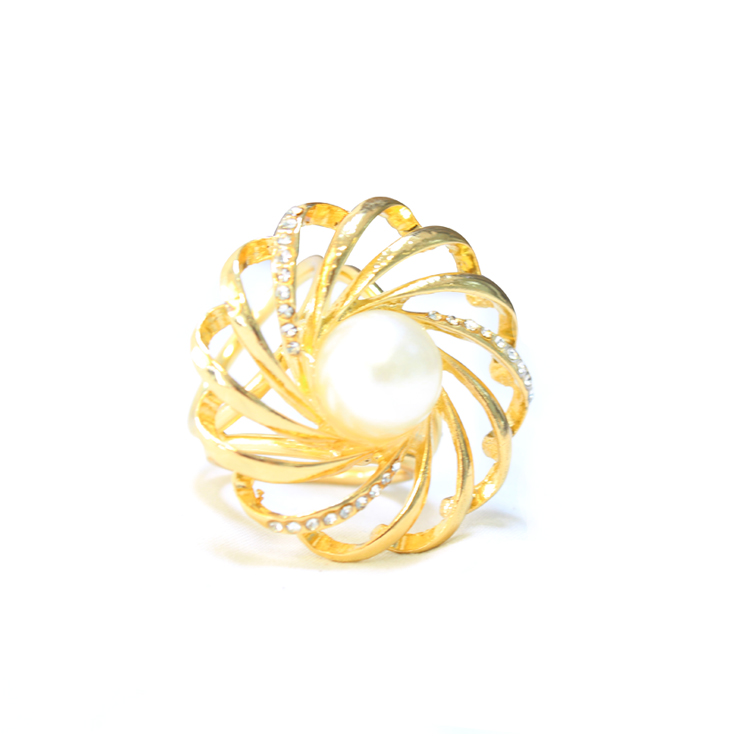Womens Gold Plated Vintage Faux Pearl Twisted Knot Pin Brooch Jewelry Accessories