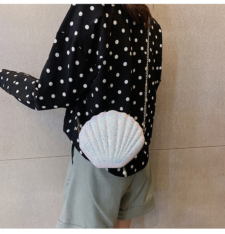 Shoulder bag CRRshop free shipping hot sale female new fashion trend shiny crystal shell cross-body mini bag Korean version fairy fashion versatile shoulder bag women Chain messenger bags