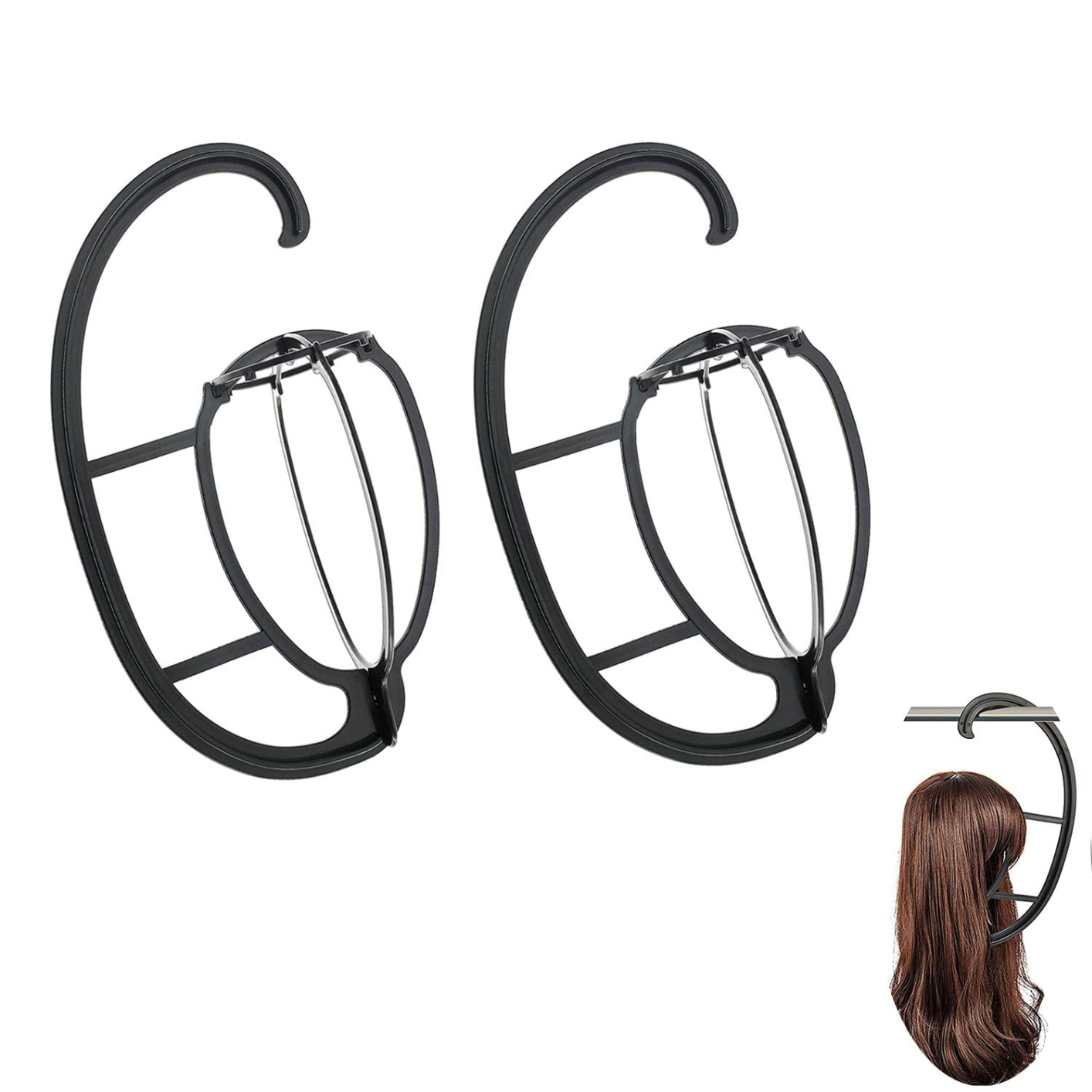 2 Pcs Wig Hanger Portable Hanging Wig Stand For Wigs and Hats Collapsible Wig Drying Stand Display Holder Tool Durable Wig Hanging Stand