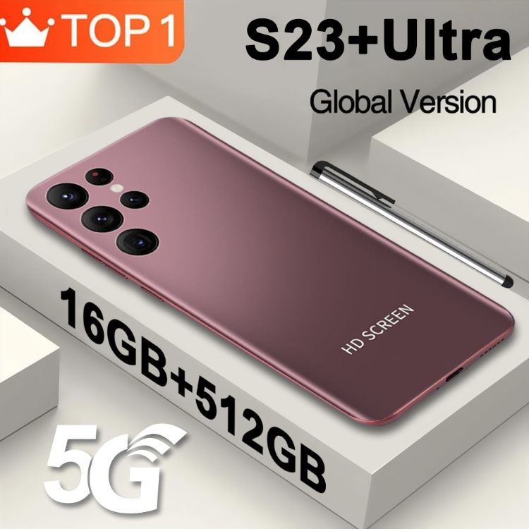 NEW smart phone S23+Ultra 6.8inch drop screen 16GB + 512GB front 32MP back 64MP 5200mAh android 11 10 core resolution 3200 * 1400  water drop screen Android smartphone CRRSHOP GPS navigation high-quality mobile phone