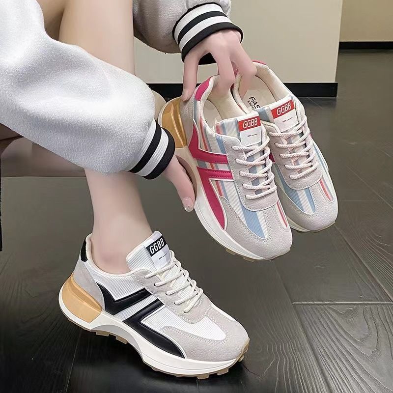 2024 spring new small waist Gump shoes women leisure father sports women's shoes thick sole breathable sports small white shoes FD-23