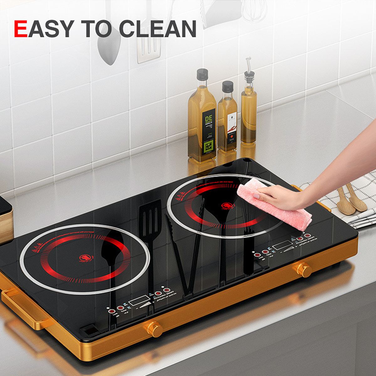Dual induction cooker, multifunctional dual head household ultra-high power 3500W intelligent timed infrared light, safe British standard electrical plug