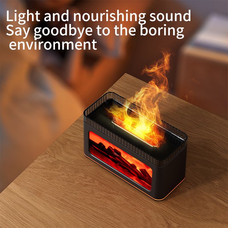 New Simulation Fireplace Flame Humidifier, Ultra Quiet USB Desktop Aroma Diffuser, Multifunctional Home Air Freshener Fragrance Machine, Portable Mist Humidifier for Bedroom Living Room Office Decor
