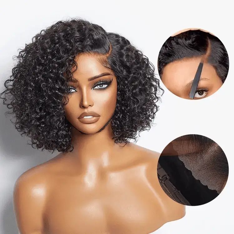 Fashion Synthetic Wig for Women, Brown Side Part Short Curly Hair Wig, Heat Resistant Full Head Wig for Daily & Party
