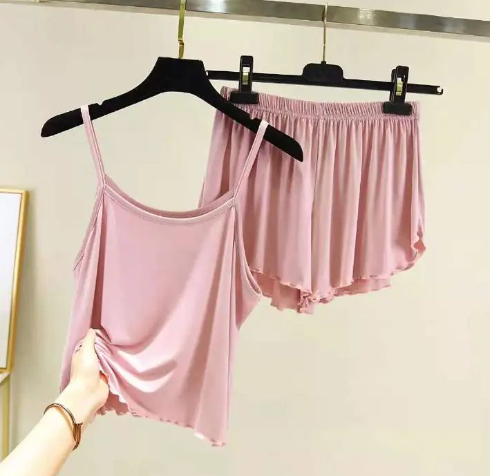 SL Women's Sleepwear Pajamas Leisure Wear ladies camisole Loose Home Suits tops+trousers (Pack of 2)