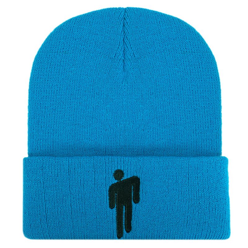 New Creative Autumn and Winter Billie Eilish Knitted Hat Pullover hip-hop Hat Woolen HatLight Blue