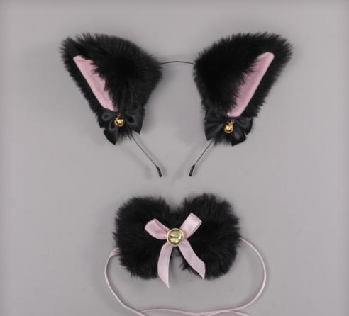 Accessories Fox ears Cat ears hair band lace bow bell collar set