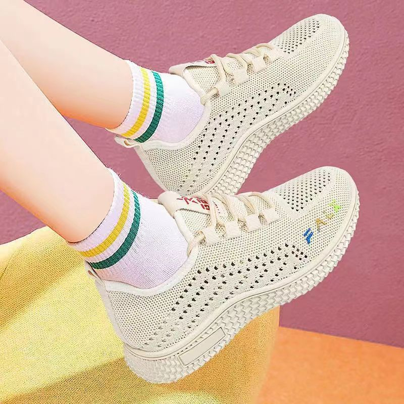 23--31 Women's Fly Woven Mesh Breathable Sneakers Non-Slip Soft Soled Running Casual Shoes