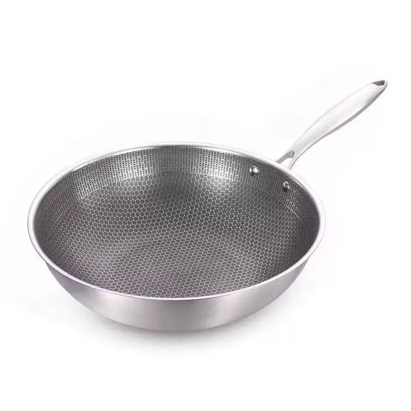 316 Stainless Steel Wok Pan,Hybrid 12 inch Wok, PFOA Free Cookware,non stick Stainless Steel Woks & Stir-fry pans Nonstick, Dishwasher and Oven Safe, Works on Induction (32CM)