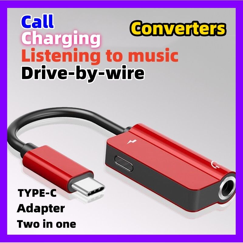 Converters Type-C to 3.5mm headphone audio adapter cable TYPE-C 2-in-1 audio adapter CRRSHOP digital phone parts call charging Listening to music drive-by-wire 