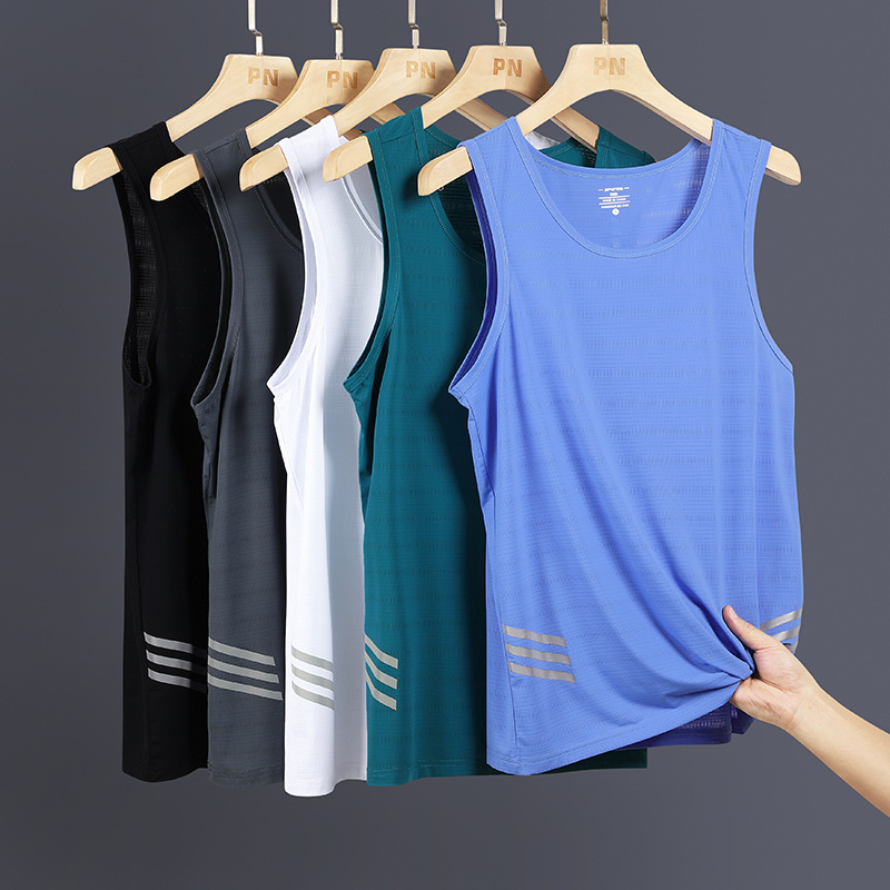 803 Men's Summer Thin Ice Silk Vest Loose Sleeveless Sports T-Shirt