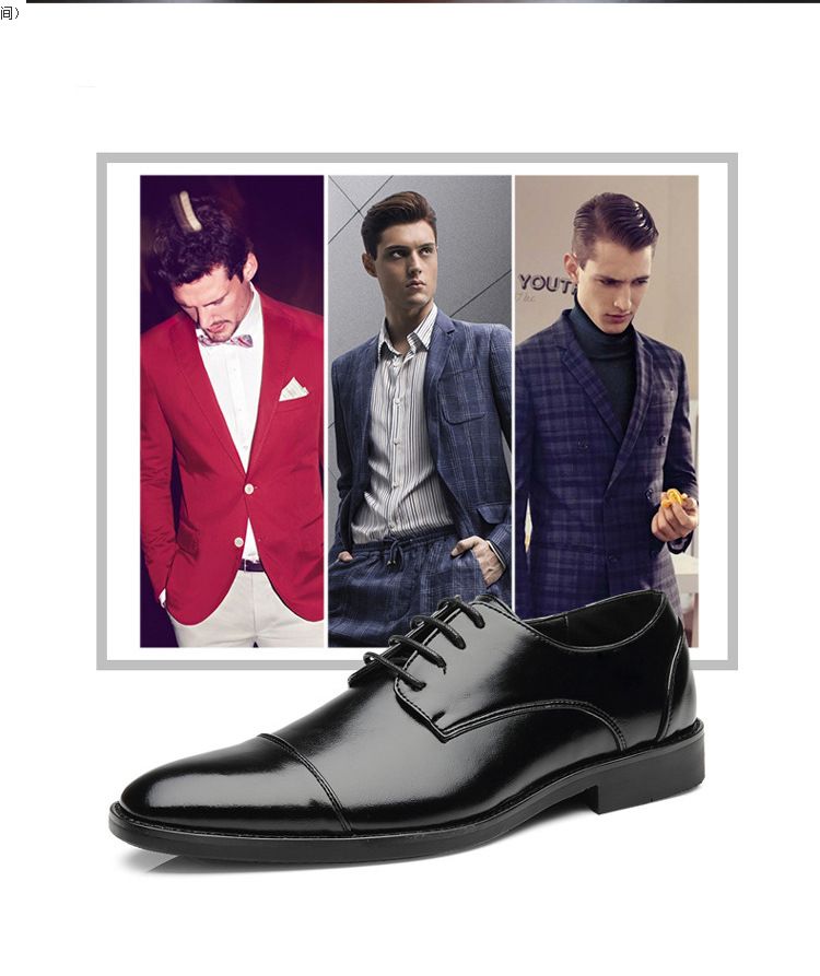 Spring new pointed-toe lace-up business formal leather shoes for men, British Brock cross-border men's shoes, wedding shoes