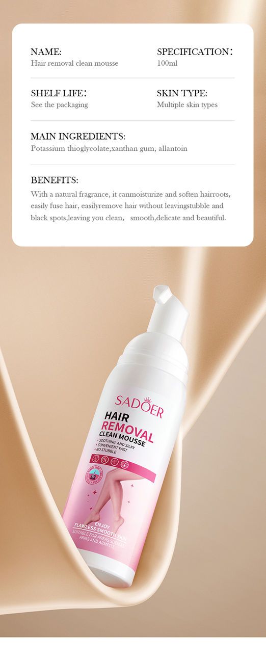 SADOER Soft and silky hair removal mousse Gentle and non-irritating underarm hair removal cream Hair Removal Clean Mousse