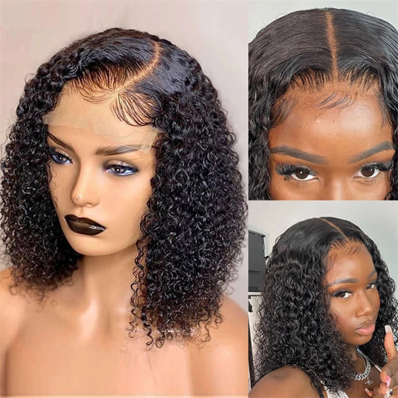 Fashion Short Popular Trend Black Wig Full Head Hair Short Hair Female Front Lace African Small Curly Wigs Full Headgear Makeup
