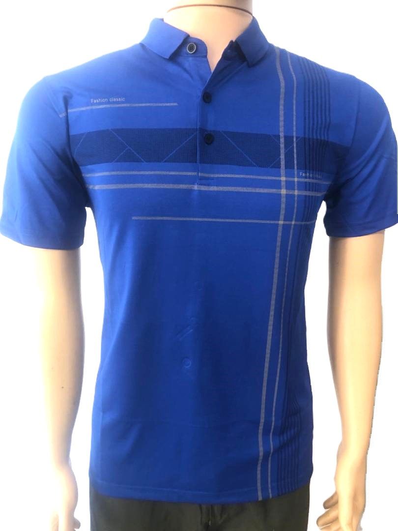 Men Polo Shirt New Short Sleeve Polo Shirt Clothing Summer Contrast Color Streetwear Casual Fashion Men Polo Tops- BLUE