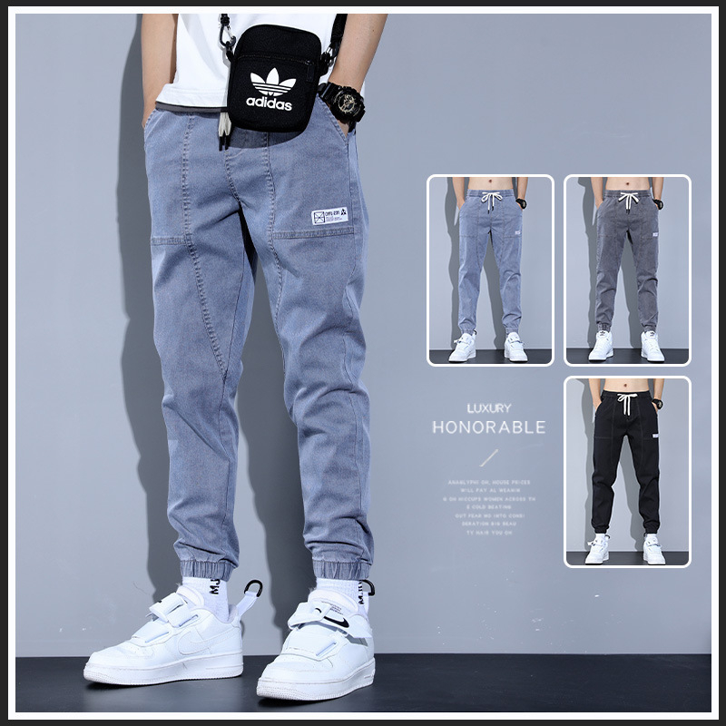 2135 Men's Denim Jogger Jeans Comfy Strench Drawstring Elastic Waist Jeans Pants Plus Size