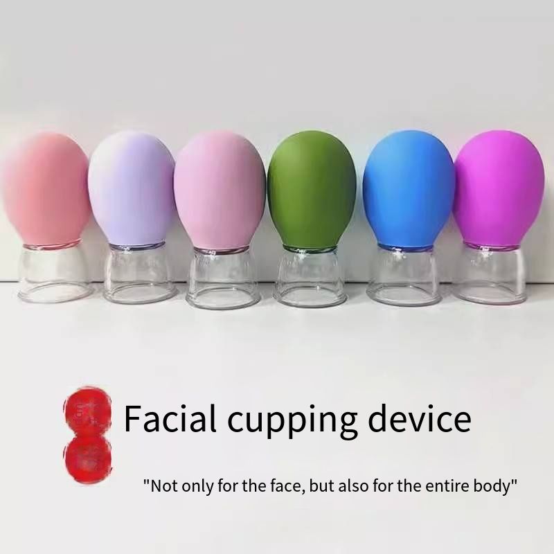 Multi-functional Facial Cupping Massager Flexible Silicone Vacuum Cup Face Lifting Meridian Massage Anti-Puffiness Gua Sha Tool Portable Home Beauty Relaxation Instrument