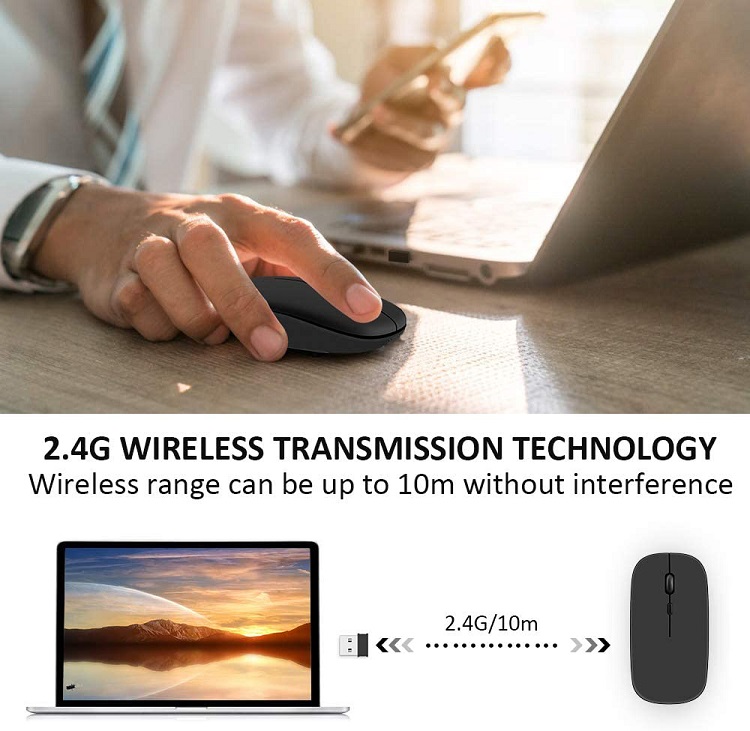  2.4G Wireless Mouse Laptop Silent Computer Mouse Ultra Thin Optical Portable Mini Mouse  Home Office Travel  PC Cordless Mice Black