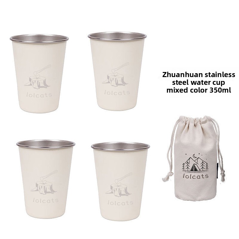Xiaomi - style 304 stainless - steel camping coffee and beer cup set, travel - portable, suitable for camping, with a drop - resistant water cup