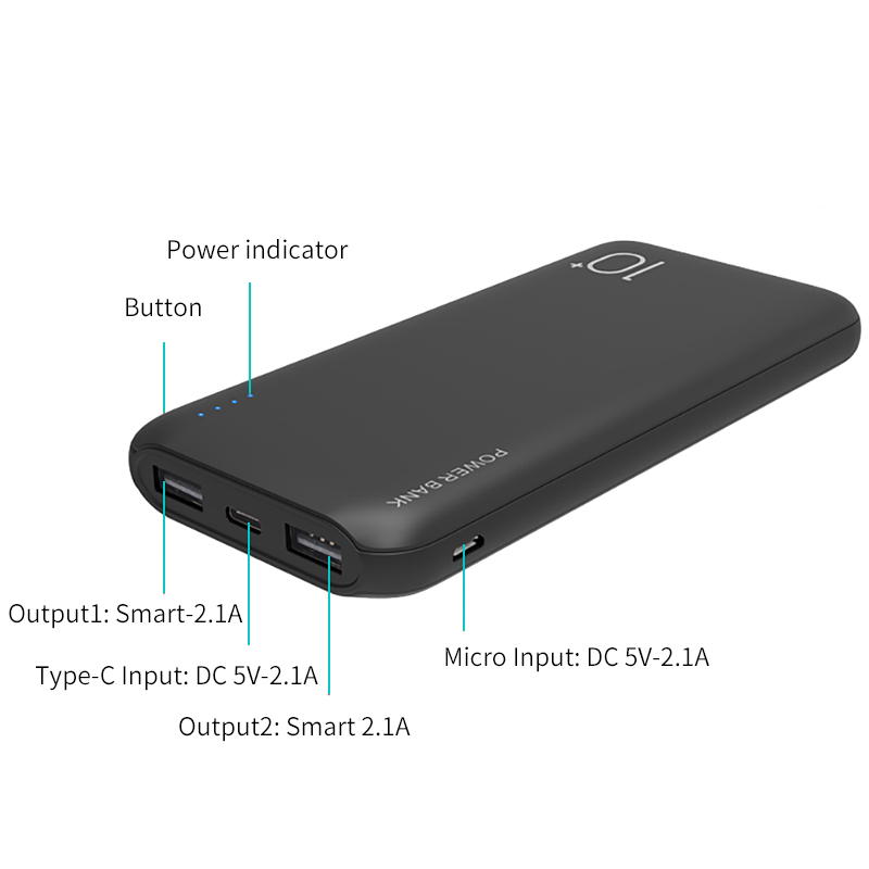 IPRO PD10A Charger Power Bank 10000mAh External Battery Pack Dual Output Port with LED Status Portable Charger Powerbank For Samsung Xiaomi mi Mobile Phone