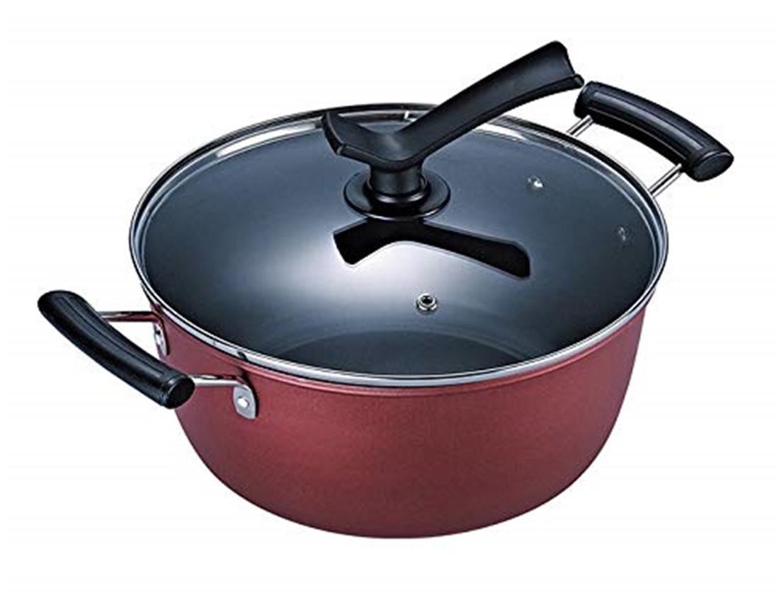24cm colorful soup pot, non-stick coating, glass lid, scald-proof handle