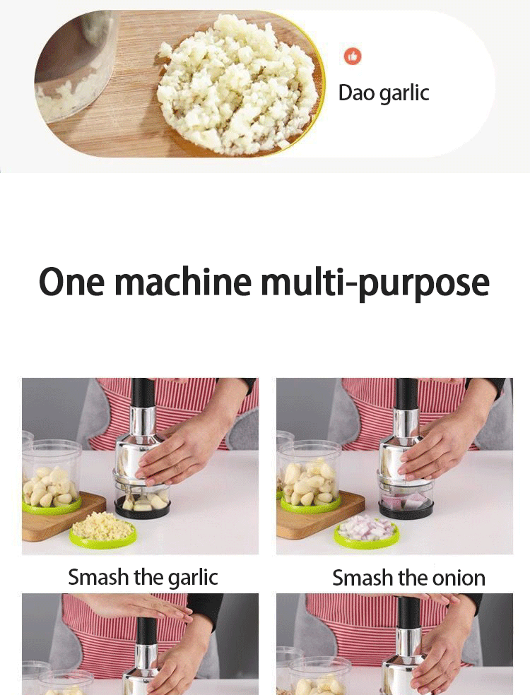 Slap Press Manual Food Chopper,Stainless Steel Hand Dicers Mincer Chopper,Sharp Mini Chopper Cutter for Fruit,Vegetable, Garlic,Nut,Salad
