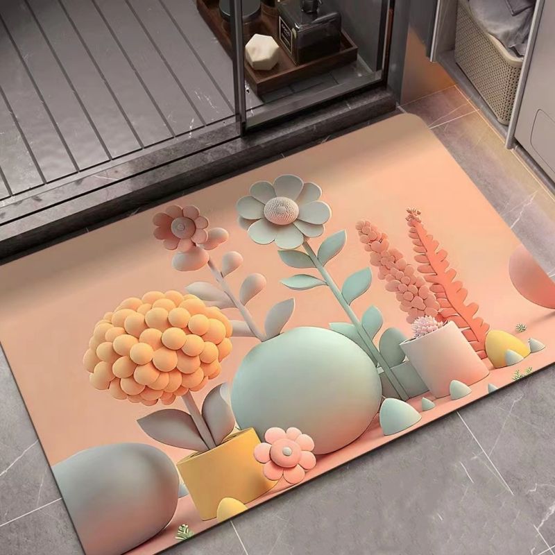 3D oil painting, diatomaceous earth absorbent floor mat, bathroom quick drying carpet, anti slip mat free shipping carpet
