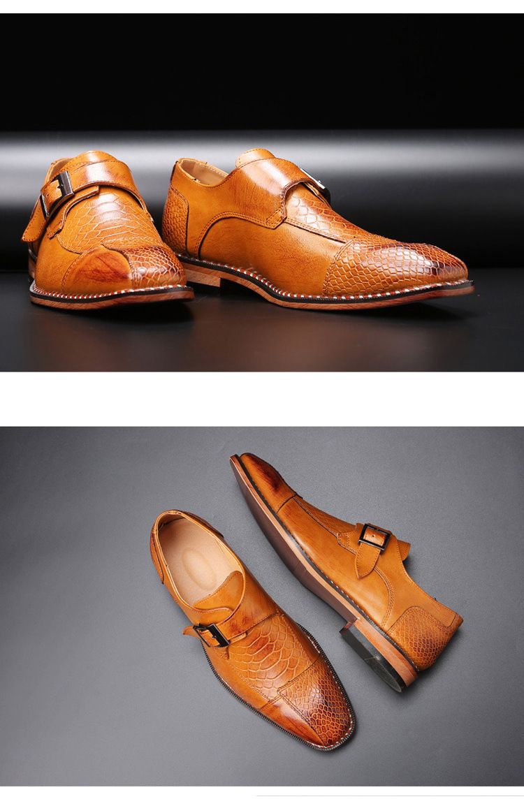 Spring new business casual men's shoes: British pointed-toe leather shoes, men's belt-buckle trendy shoes, men's cross-border shoes