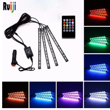 Automobile Atmosphere Light Interior Foot Lamp RGB Colorful Atmosphere Light Wireless Remote Control LED Colorful Music Rhythm Light