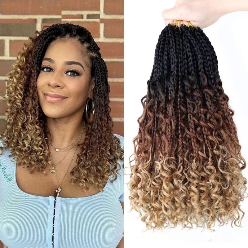 Wig European and American synthetic wigs crochet three-strand braid fly 14-inch Box Braids Goddess