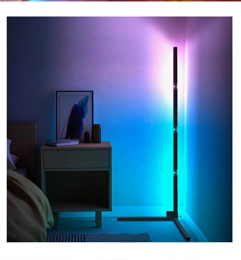 LED Corner Floor Lamp, RGB colour changing standing lamp modern corner floor lamp 150cm tall with App/Remote Control/Dimmable/Music Sync/Smart Floor Light for Living Room Bedroom Home Decoration 
