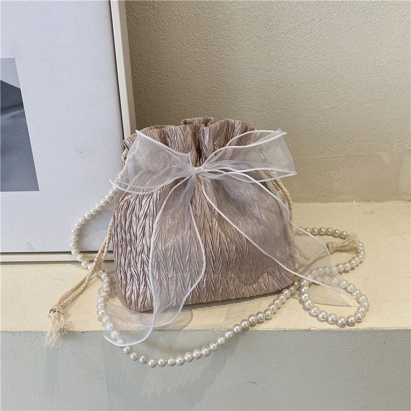 2025 Summer Trendy New Women's Bag, Pearl Pleated Crossbody Bag for Women, Fashion Versatile Single-Shoulder Bag, Korean Niche Texture Ladies' Bag