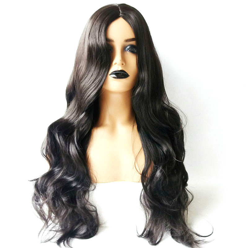 VEONAM Natural Black Long Wavy Synthetic Wigs For Black Women Natural Wave Wigs 26inch Heat Resistant Natural Wig