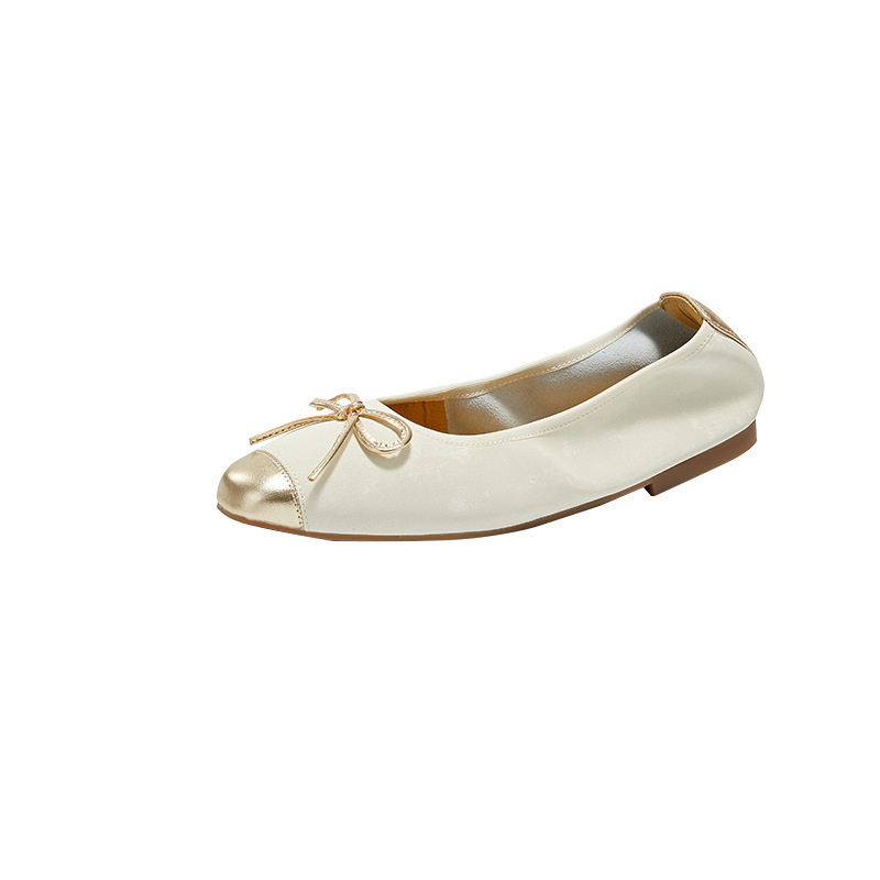 Leather Shoe Lady Oxford Shoe Spring Sheepskin Sneakers Female Bow Genuine Leather Mother Shoes Women Slip on Plus Size Bean Shoes