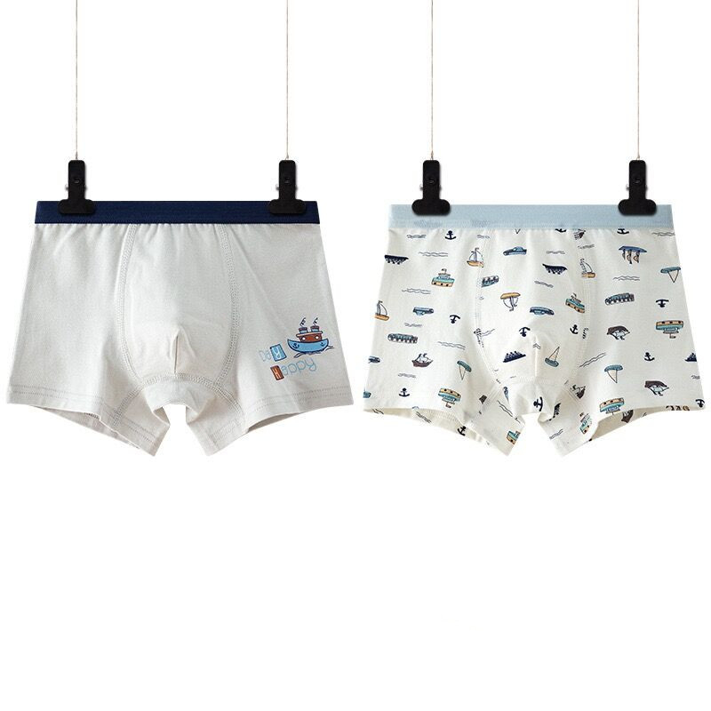 2pcs/lot Green Boy Underwear Boxer All Seasons Boy Cotton Underpanties Kids Clothes 3 4 6 8 10 12 14 Years Old