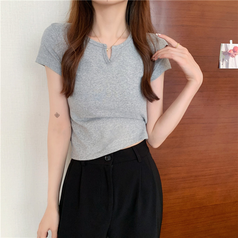 165 Women's Design Sense Slim Casual T-shirt Short Sleeves