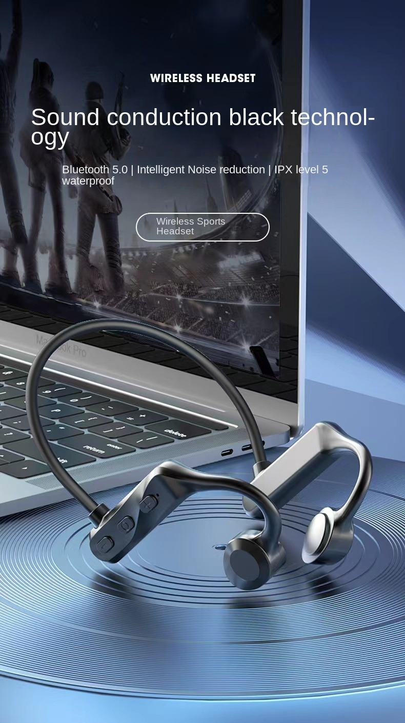 New bone conduction Bluetooth headset Earless wireless sports fitness Ear-hanging vibrato explosion models
