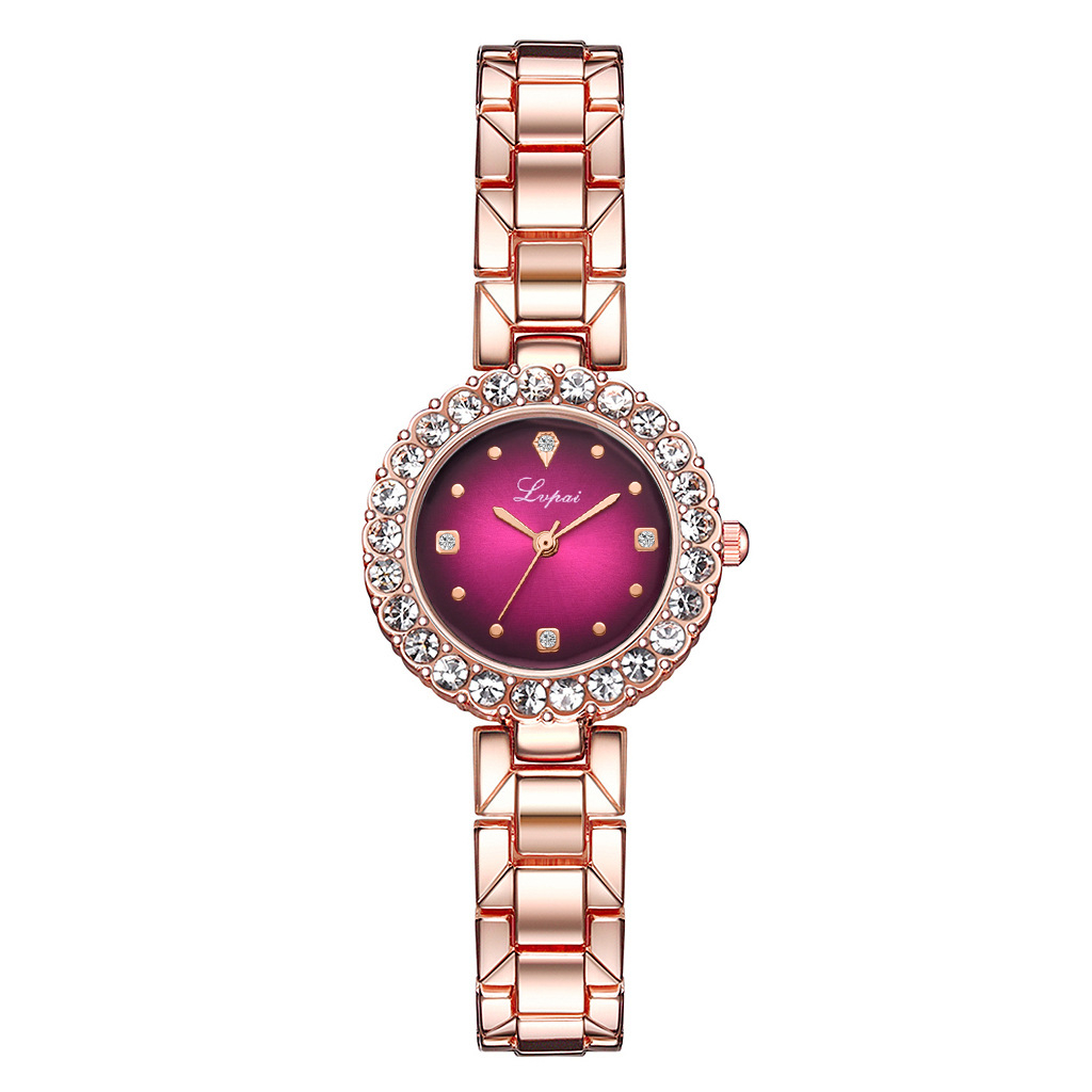 Round Diamond Watch Simple Quartz Watch Watch Steel Band Ladies Quartz Watch Girls Student Jewelry Pointer Watch