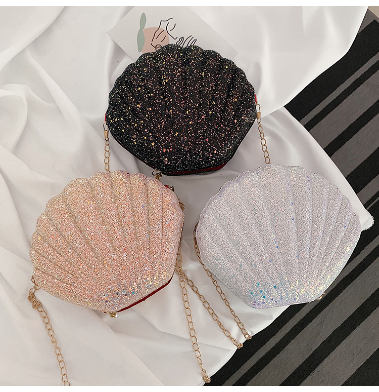 Shoulder bag CRRshop free shipping hot sale female new fashion trend shiny crystal shell cross-body mini bag Korean version fairy fashion versatile shoulder bag women Chain messenger bags