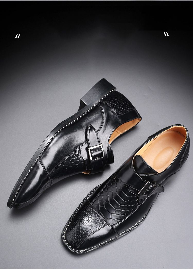Spring new business casual men's shoes: British pointed-toe leather shoes, men's belt-buckle trendy shoes, men's cross-border shoes