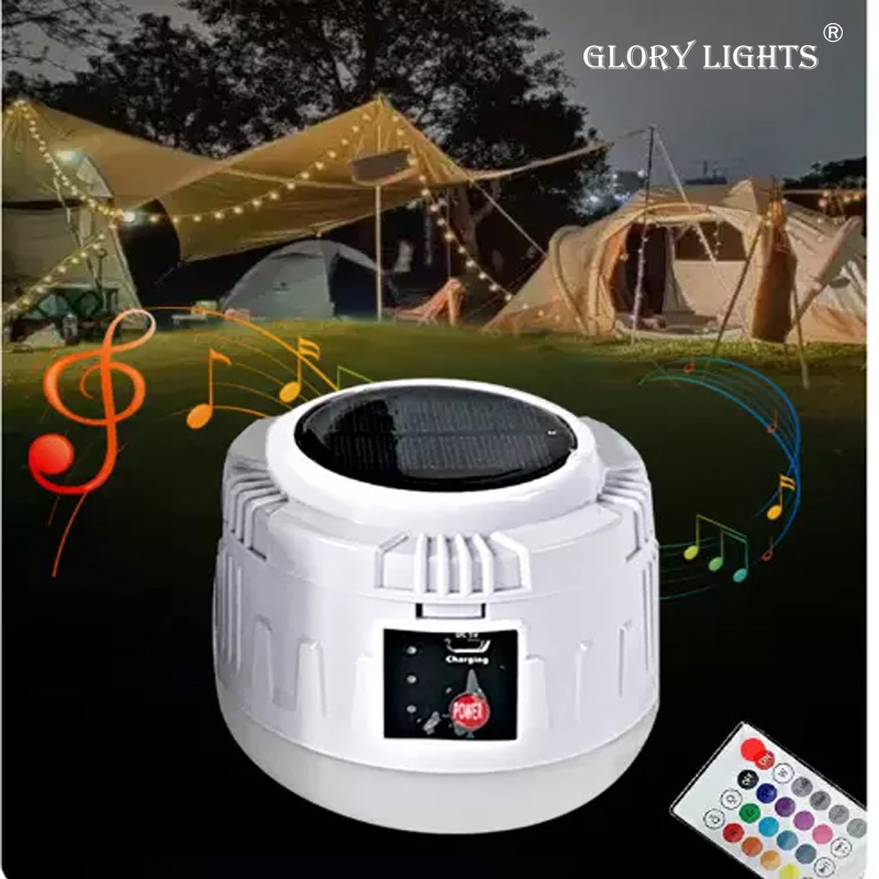Glory lights LED solar RGB Bluetooth audio camping lights USB rechargeable emergency lights outdoor camping multi-color horse lights