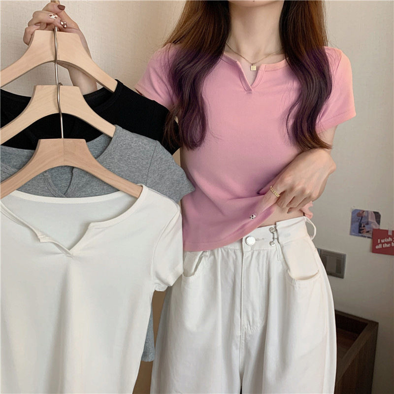 165 Women's Design Sense Slim Casual T-shirt Short Sleeves