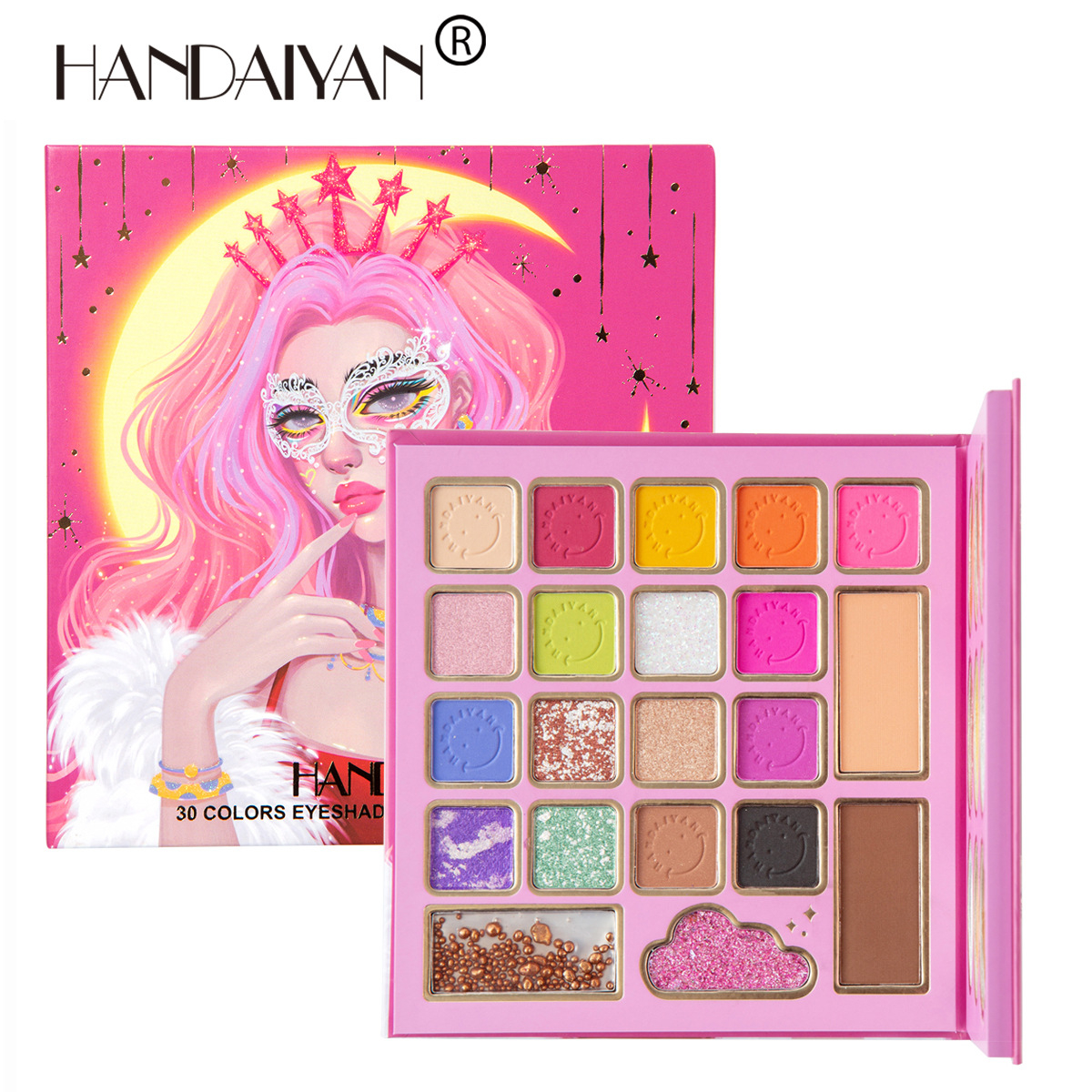 H2032 30 Colors Pretty Eyeshadow Palette Makeup Matte Shimmer Glitter Eye Shadow Powder Palette Blush Highlighter Pallete Cosmetic Set