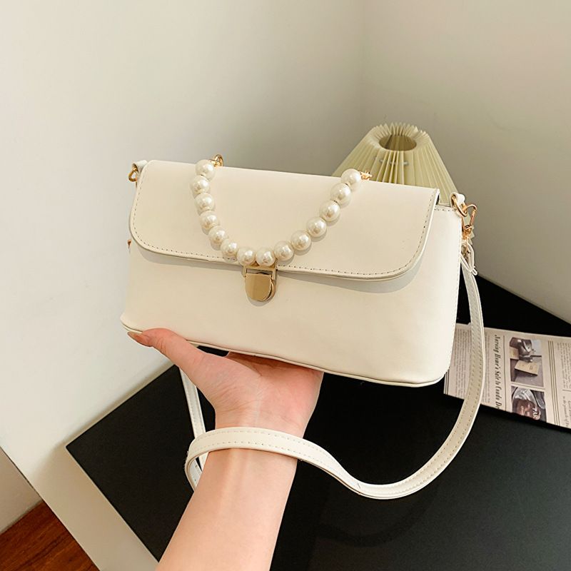 baixin-6020 Women's New Solid Color Crossbody Bag Pearl Handheld Small Square Bag