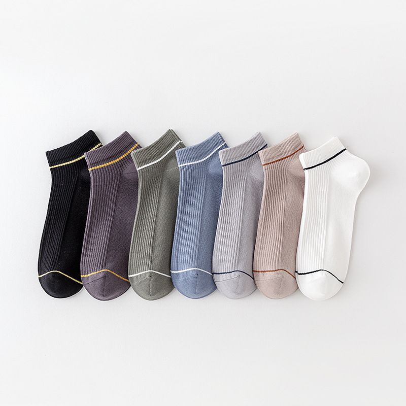 A12 Men's New Solid Color Line Short Socks Comfortable and Breathable Casual Socks